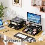 Stylish Black Desk Organizer with Monitor Stand