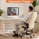 Beige Ergonomic Office Chair with Flip-up Arms