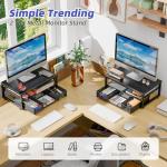 Stylish Black Desk Organizer with Monitor Stand