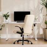 Beige Ergonomic Office Chair with Flip-up Arms