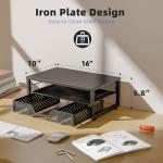 Stylish Black Desk Organizer with Monitor Stand