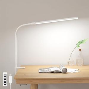 LED Clip-On Desk Lamp with Gooseneck and Dimming