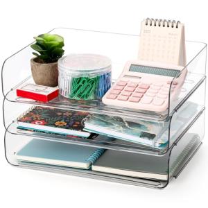 Clear Stackable Paper Trays - 3 Tier Organizer