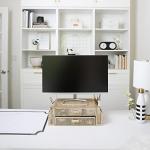 Gold Monitor Stand with Drawer Storage Organizer