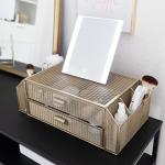 Gold Monitor Stand with Drawer Storage Organizer