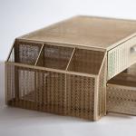 Gold Monitor Stand with Drawer Storage Organizer