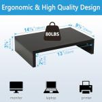 TEAMIX 14.2-Inch Wood Monitor Stand with Storage