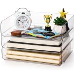 Clear Stackable Paper Trays - 3 Tier Organizer