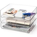 Clear Stackable Paper Trays - 3 Tier Organizer
