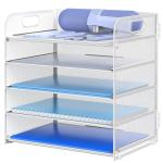 5-Tier Metal Letter Tray Desk Organizer - White