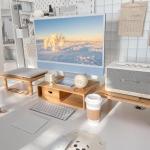 ROCDEER Adjustable Dual Monitor Stand with Drawer