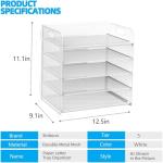 5-Tier Metal Letter Tray Desk Organizer - White