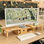 ROCDEER Adjustable Dual Monitor Stand with Drawer