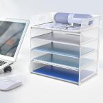 5-Tier Metal Letter Tray Desk Organizer - White