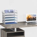 5-Tier Metal Letter Tray Desk Organizer - White