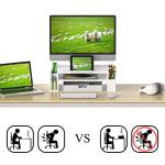 White Desk Monitor Stand with Adjustable Organizer Tray