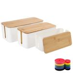 Bamboo Cable Management Box Organizer Set of 3