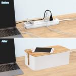 Bamboo Cable Management Box Organizer Set of 3