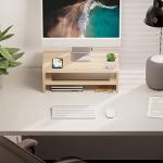 FITUEYES 2-Tier Wood Monitor Stand for Desk
