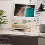 FITUEYES 2-Tier Wood Monitor Stand for Desk