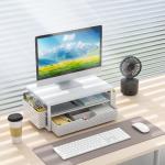 Matte White 2-Tier Wood Monitor Stand