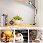 Woputne Clip-On Desk Lamp with Dimmable Brightness
