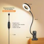 Woputne Clip-On Desk Lamp with Dimmable Brightness