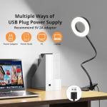 Woputne Clip-On Desk Lamp with Dimmable Brightness
