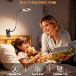 Woputne Clip-On Desk Lamp with Dimmable Brightness