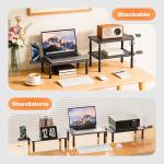 Adjustable Metal Monitor Stand with Phone Holder, 2 Pack