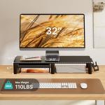 PEGZONE Ergonomic Monitor Stand with Storage Drawer