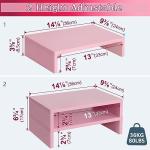 TEAMIX Pink Adjustable Dual Monitor Stand Riser Set