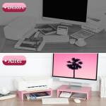TEAMIX Pink Adjustable Dual Monitor Stand Riser Set