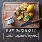 Just Bee Lemon & Ginger Immunity Honey (260g) | Pure natural honey with Vitamin D, C, B6, B12 and Echinacea | Raw and Unpasteurised | Vitamin Rich | For Daily Immune Support