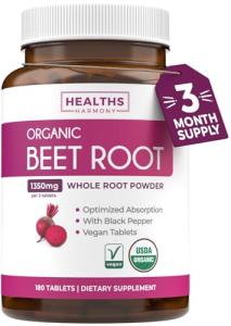Extra Strength Organic Beet Root Tablets for Heart Health
