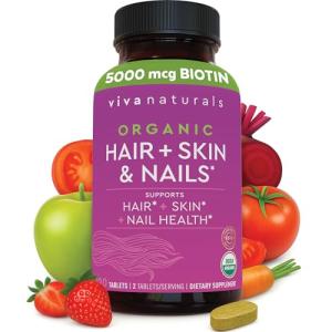 Organic Hair Skin Nails Vitamins for Women 120 Count