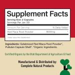 Organic Red Maca Root Capsules - 800mg, Vegan