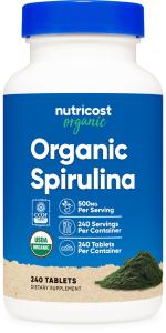 Nutricost Organic Spirulina 500mg Tablets - Vegan Friendly