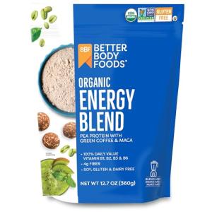 BetterBody Foods Organic Energy Blend, Plant-Based Protein Blend made with Naturally Energizing Green Coffee Extract and Maca, Gluten-free, Non-GMO, 12.7 Ounces