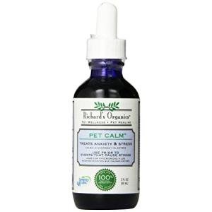 Richard’s Organics Pet Calm, 2 oz. Bottle with Dropper – Natural Cat and Dog Anxiety Relief – 100% Natural Pet Stress Relief – Drug-Free Calming Drops, Settles Nerves and Reduces Hyperactivity