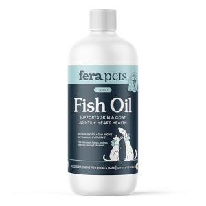 Fera Pets Fish Oil - Omega 3 for Dogs & Cats to Support Joints, Heart, Skin and Coat Health - Non GMO with Vitamin E - 16 oz