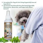Mad About Organics Daily Oral Care Herbal Spray for Dogs & Cats - Wintergreen, Spearmint & Peppermint Formula, Reduces Plaque & Tartar for Fresh Breath, Simple No-Brush Dental Solution, 4oz Bottle
