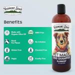 VERMONT SOAP Organics Pet Shampoo - Infused with Organic & Natural Olive Oil, Coconut & Aloe Vera Dog Shampoo for Sensitive Skin - USDA Certified Grooming Pet Shampoo - Blueberry (16oz)