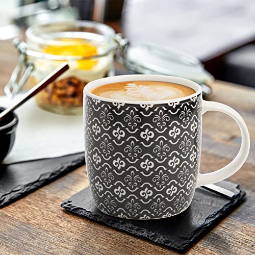 Set of 6 Geometric Textured Ceramic Coffee Cups