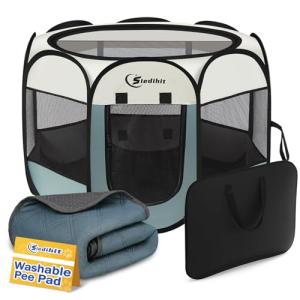 Siedihit Portable Dog Playpen with Washable Pad