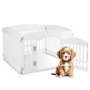4-Panel Folding Dog Playpen with Door, 24”