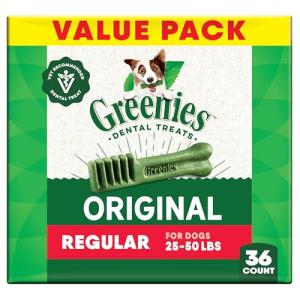 Greenies Natural Dental Dog Treats, Regular Size, 36 Count
