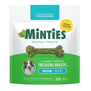 Minties Mint-Flavored Dental Chews for Medium Dogs