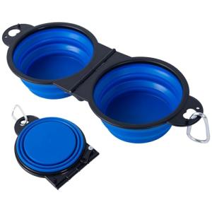 Collapsible Dog Dual Bowls - Travel Ready & Stable