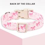 Pink Bow Dog Collar - Soft Cotton with Adjustable Buckle